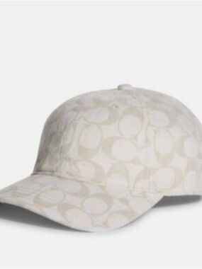 Coach Signature Monogram Baseball Cap in Light Beige/Cream